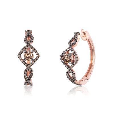 LeVian 14K Strawberry Gold® Earrings with Chocolate Diamonds® 3/8 cttw