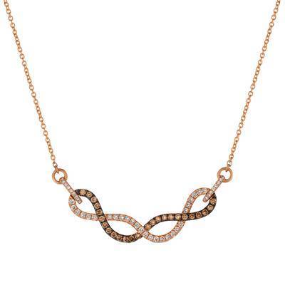 LeVian 14K Strawberry Gold® Necklace with Chocolate Diamonds® 1/5 cttw, Vanilla Diamonds® 1/5 cttw