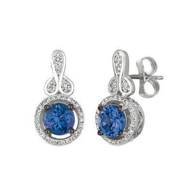 LeVian 14K Vanilla Gold® Blueberry Tanzanite® 1 cttw Earrings with Vanilla Diamonds® 1/5 cttw