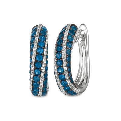 LeVian 14K Vanilla Gold® Blueberry Sapphire 1 cttw Earrings with Vanilla Diamonds® 1/3 cttw