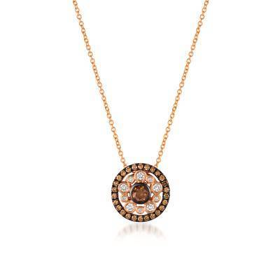 LeVian 14K Strawberry Gold® Pendant with Chocolate Diamonds® 3/8 cttw, Vanilla Diamonds® 1/6 cttw