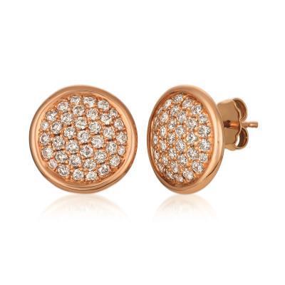 LeVian 14k Strawberry Gold 1ctw Cluster Nude Diamond Earrings