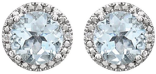Sterling Silver Aquamarine & .01 CTW Diamond Earrings