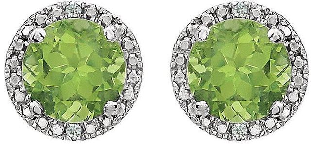 Sterling Silver Peridot & .01 CTW Diamond Earrings