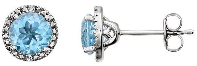 Sterling Silver Sky Blue Topaz & .01 CTW Diamond Earrings