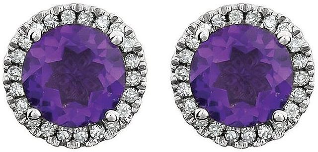 14kt White Gold Amethyst & 1/8 CTW Diamond Earrings