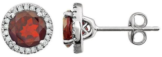 14kt White Gold Mozambique Garnet & 1/8 CTW Diamond Earrings