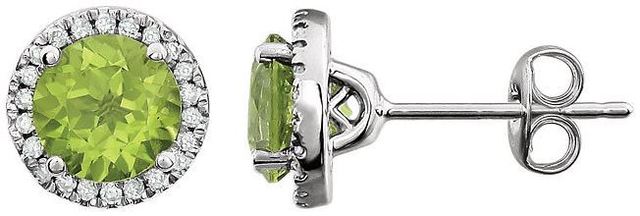 14kt White Gold Peridot & 1/8 CTW Diamond Earrings