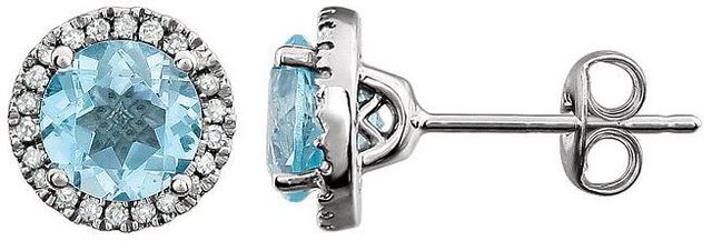 14kt White Gold Sky Blue Topaz & 1/8 CTW Diamond Earrings