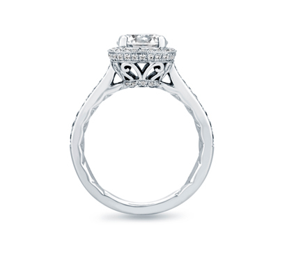 A. Jaffe Ornate Basket Halo Engagement Ring