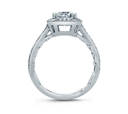 A. Jaffe Baguette Accent Halo Modern Vintage Engagement Ring