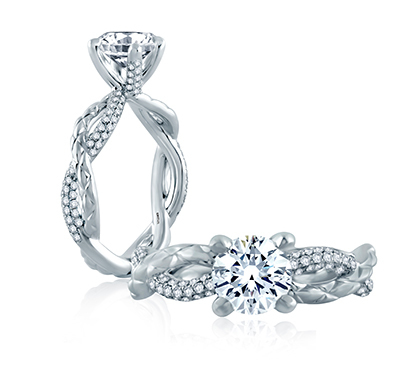 A. Jaffe Diamond and Quilted Vine Engagement Ring