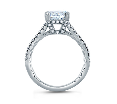A. Jaffe East/West Oval Cut Four Prong Engagement Ring