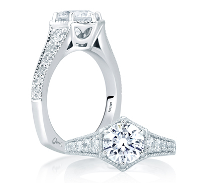 A. Jaffe Deco Pentilinear Pave Engagement Ring