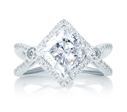 A. Jaffe Deco Double Shank Bubble Prong Engagement Ring