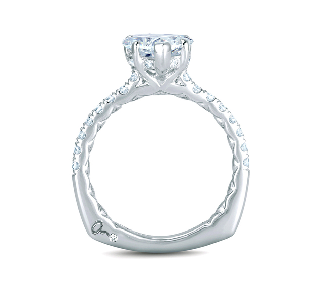 A. Jaffe An Ode To True Love. Charming French Pave Setting Quilted Engagement Ring