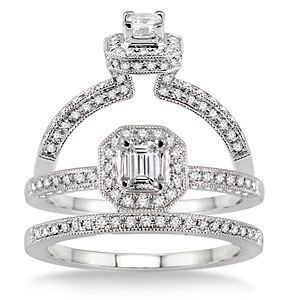 Beautiful Octagon Cut 5/8 Carat Diamond Bridal Set