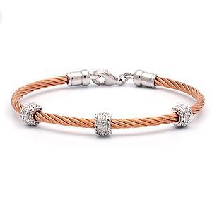 Beautiful Silver Diamond Bracelet in Rose Steel