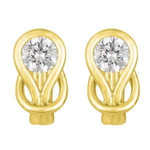 Beautiful Everlon Diamond Knot Earrings 14k Yellow Gold