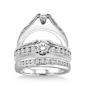 Lovely 3/4 Carat Diamond Wedding Set 14k White Gold
