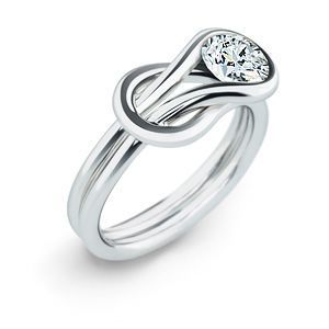 Elegant Everlon Diamond Knot Ring in 10k White Gold