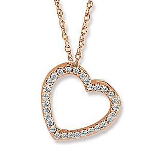 Lovely Rose Gold Diamond Heart Pendant
