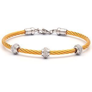 Lovely Silver and Diamond Steel Bracelet