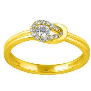 Beautiful Everlon Diamond Knot Ring in 14k Yellow Gold