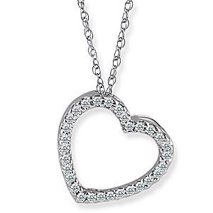 Stunning Diamond Heart Pendant 10k White Gold