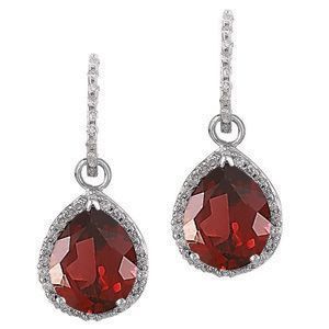 Lovely Red Garnet Tear Drop Earrings