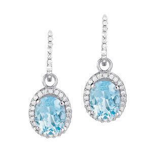 Oval Blue Topaz and Diamond Earrings