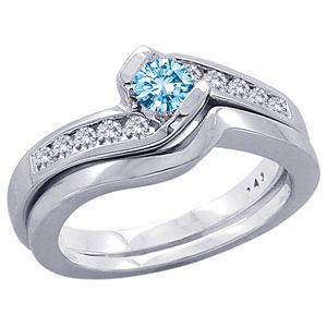 1/2 Carat Blue Diamond Wedding Set