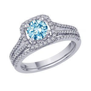 Blue Diamond 1 Carat Wedding Set