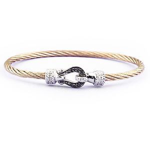 Rose Stainless Steel Bracelet Black and White Diamonds