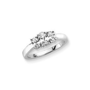 3/4 Carat Oval Cut Three Stone Diamond Ring
