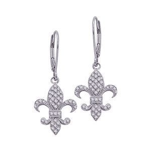 Diamond Fleur De Lis Fashion Earrings