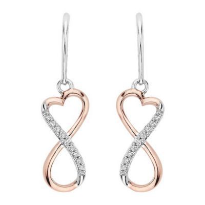 Two Tone Heart Design Infinity Earrings