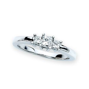 3/4 Carat Princess Cut Three Stone Diamond Ring