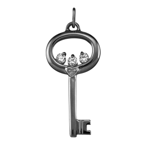 Birthstone Necklace Key Style 183 with 3 Stones